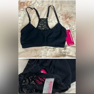 Brand New Commando Double Take Lace Racerback Bra (Black/Nude)